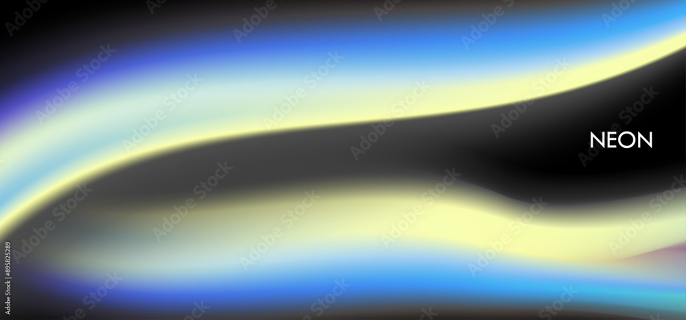 Poster neon rainbow colors on dark background. vivid rainbow swirl loop. abstract vibrant string of light. 