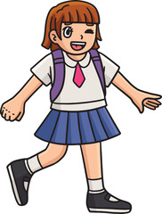 First Day of School Happy Girl Student Clipart