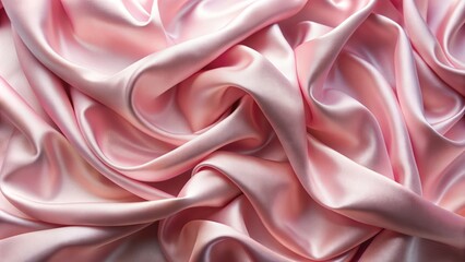Obraz premium Soft, luxurious silk fabric in gentle waves forms a delicate, abstract pink background with subtle sheen and textured details.