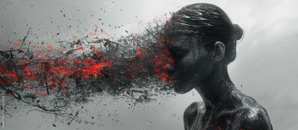 Poster Abstract Portrait with Exploding Form