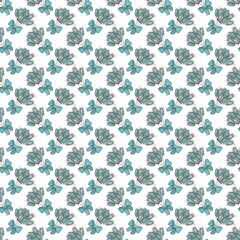 Bouquets of dried flowers. Mint watercolor flowers. Floral seamless pattern. White background