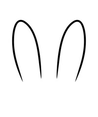 Cute Easter bunny, rabbit, hare cartoon ears illustration. Hand drawn style flat design, isolated vector. Holiday clip art, seasonal card, banner poster, element