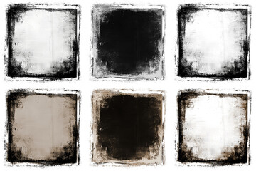 Vintage grey and sepia photo filter overlay grunge oil color texture on transparent background