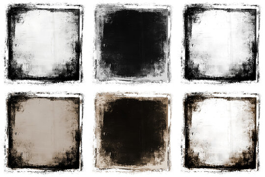 Vintage grey and sepia photo filter overlay grunge oil color texture on transparent background