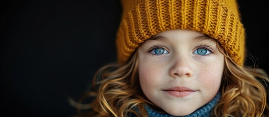 Close-up Portrait of a Young Girl in a Yellow Beanie