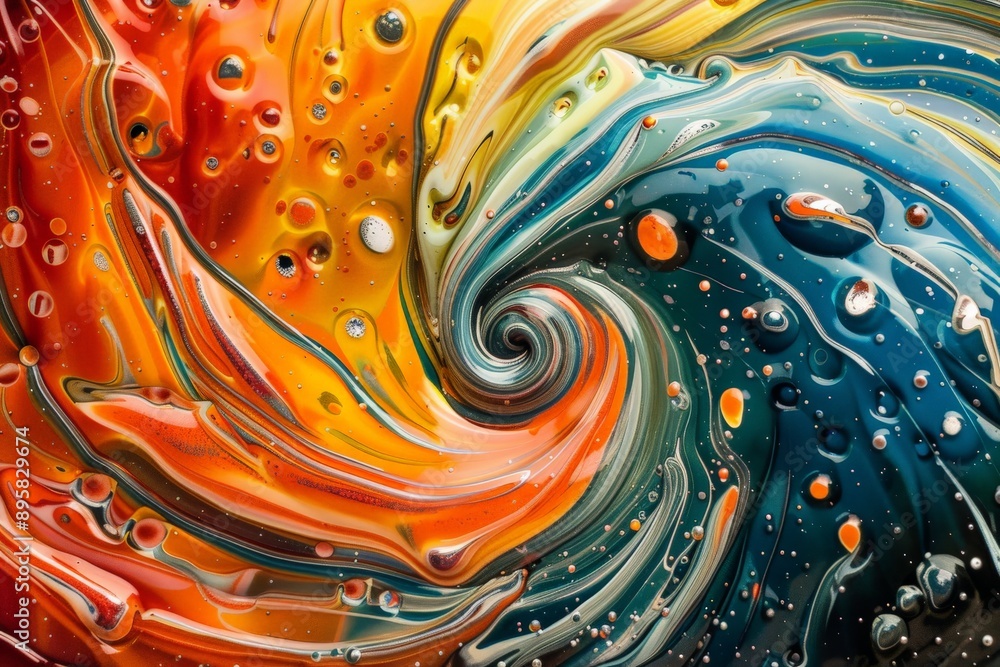 Fototapete This image showcases a vibrant display of swirling colors, creating a mesmerizing abstract vortex that exudes energy and dynamic movement, making it captivating and enthralling.