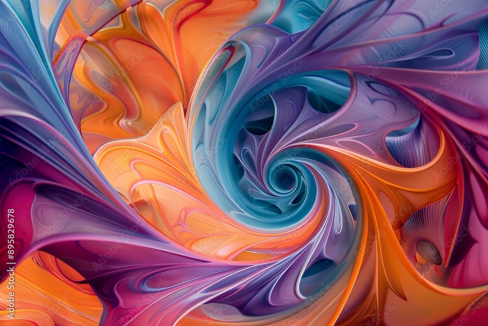 Poster An artistic depiction of colorful swirls forming a whirlpool pattern, creating a visual dynamism that is both striking and captivating, evoking a sense of motion and fluidity.