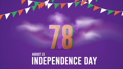 78th Independence Day 15th August Poster Banner motion graphics animation 4k.