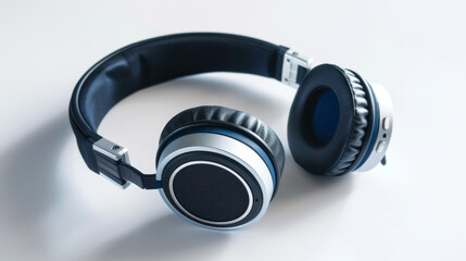 Close-up, low-key photograph of black headphones.