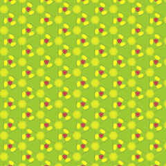 seamless background with flowers,Kaleidoscope Green Yellow Red Geometric Pattern, Abstract Triangle Circle,Modern Minimalist  