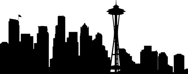 Vector Illustration of Seattle Skyline Silhouette