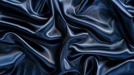 Fototapeta premium A midnight blue satin fabric with soft light accents, giving it a mysterious and luxurious feel