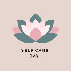 Fototapeta premium Self Care Day Logo with Lotus Flower