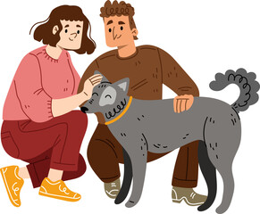 Couple Loving Dog