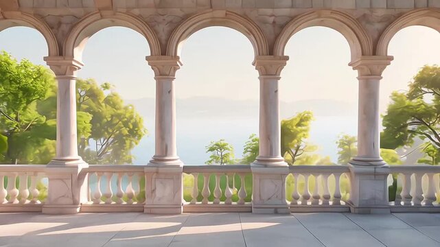 colonnade arch classical architecture 3d rendering white 