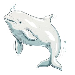 Fototapeta premium Beluga Whale Eclectic animal fashion cartoon isolated whitebackground
