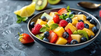 Fresh organic fruit salad for a delightful summer treat