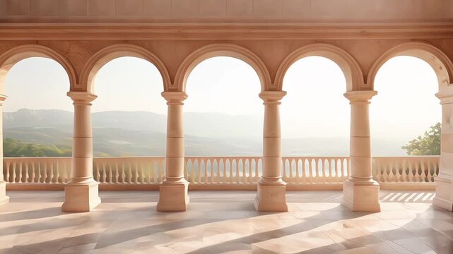 colonnade arch classical architecture 3d rendering white 