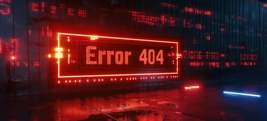 Red Binary Code Background with text Error 404, programming concept, system failure error