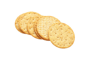 Round cracker isolated on white background , full depth of field