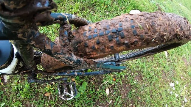 Enduro mountain bike back tire view