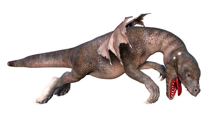 3D Rendering Fairy Tale Dragon on White