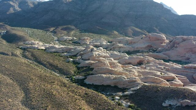 Drone view White Rock Hills, Red Rock Canyon NCA, Nevada, Las Vegas, USA.