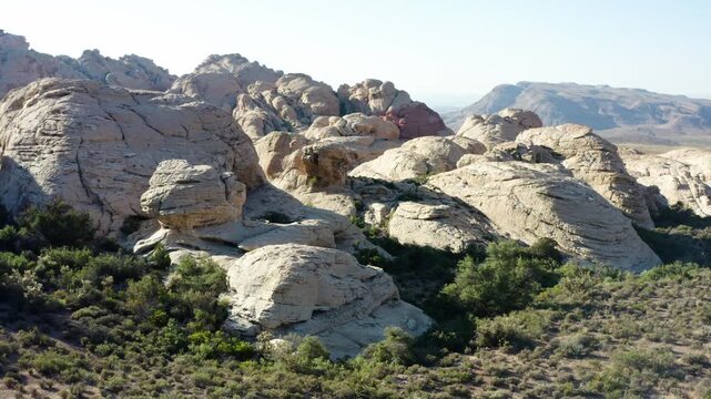 Pan shot in the White Rock Hills region, Red Rock Canyon NCA, Nevada, Las Vegas, USA.