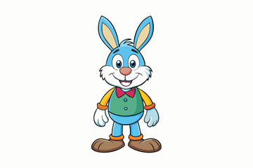 Funny Rabbit with White Background Vector Illustration, Cartoons, Clipart, and Line Art Design, Adorable funny rabbit vector illustration, perfect for cartoons, clipart, and line art designs