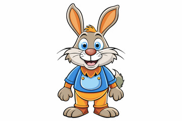 Funny Rabbit with White Background Vector Illustration, Cartoons, Clipart, and Line Art Design, Adorable funny rabbit vector illustration, perfect for cartoons, clipart, and line art designs