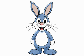 Fototapeta premium Funny Rabbit with White Background Vector Illustration, Cartoons, Clipart, and Line Art Design, Adorable funny rabbit vector illustration, perfect for cartoons, clipart, and line art designs