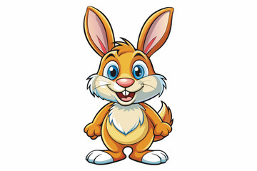 Obraz premium Funny Rabbit with White Background Vector Illustration, Cartoons, Clipart, and Line Art Design, Adorable funny rabbit vector illustration, perfect for cartoons, clipart, and line art designs