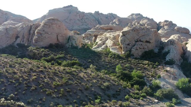 Pan shot White Rock Hills, Red Rock Canyon NCA, Nevada, Las Vegas, USA.