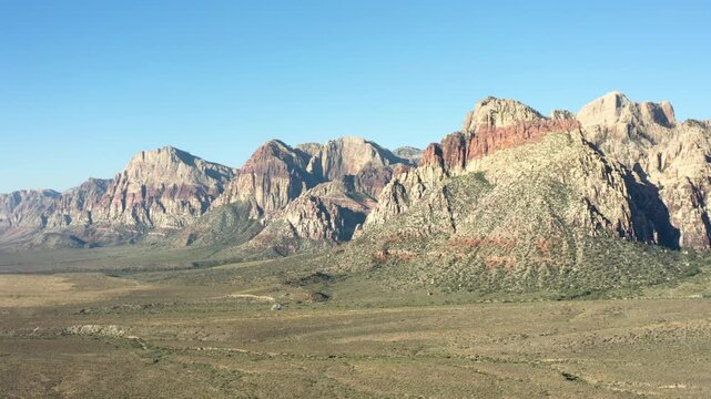 Panoramic aerial view of Red Rock Canyon NCA, Nevada, Las Vegas, USA.