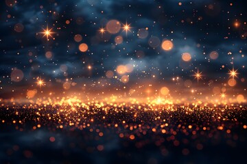 Fototapeta premium Magical Starry Night Sky with Glowing Lights - Perfect for Holiday Card or Festive Poster Design