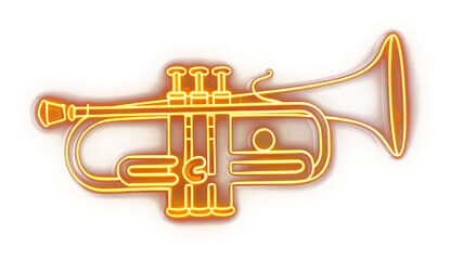 Obraz premium PNG Neon trumpet musical instrument illustration