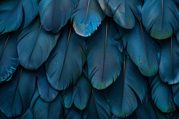 Obraz premium teal color feathers abstract background, ultra realistic photography