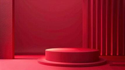red studio background for product presentation