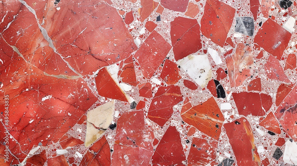 Poster terrazzo color red texture abstract background stone polished floor pattern old design construction 