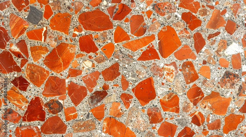 Poster terrazzo color red texture abstract background stone polished floor pattern old design construction 