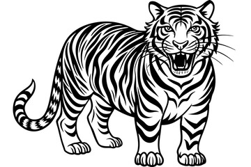 Funny Tiger on White Background Vector Illustration, Cartoons, Clipart, and Line Art Design, Funny tiger illustration in vector, cartoons, clipart, and line art on a white background.