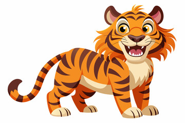 Funny Tiger on White Background Vector Illustration, Cartoons, Clipart, and Line Art Design, Funny tiger illustration in vector, cartoons, clipart, and line art on a white background.