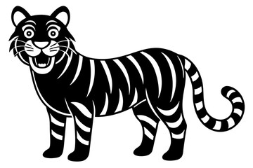 Funny Tiger on White Background Vector Illustration, Cartoons, Clipart, and Line Art Design, Funny tiger illustration in vector, cartoons, clipart, and line art on a white background.