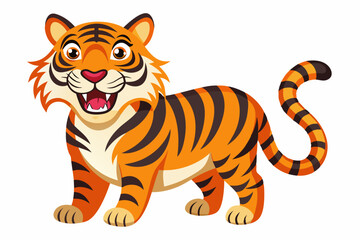 Funny Tiger on White Background Vector Illustration, Cartoons, Clipart, and Line Art Design, Funny tiger illustration in vector, cartoons, clipart, and line art on a white background.