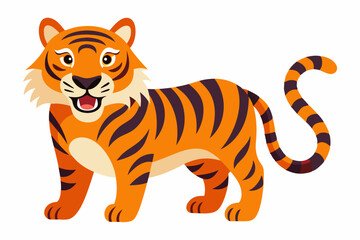Funny Tiger on White Background Vector Illustration, Cartoons, Clipart, and Line Art Design, Funny tiger illustration in vector, cartoons, clipart, and line art on a white background.