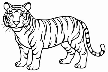 Fototapeta premium Funny Tiger on White Background Vector Illustration, Cartoons, Clipart, and Line Art Design, Funny tiger illustration in vector, cartoons, clipart, and line art on a white background.