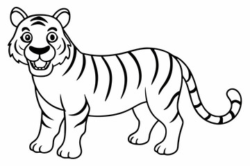 Funny Tiger on White Background Vector Illustration, Cartoons, Clipart, and Line Art Design, Funny tiger illustration in vector, cartoons, clipart, and line art on a white background.