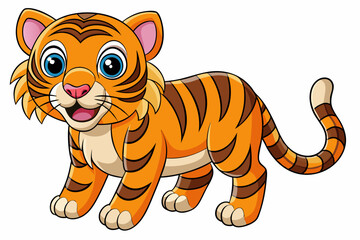 Funny Tiger on White Background Vector Illustration, Cartoons, Clipart, and Line Art Design, Funny tiger illustration in vector, cartoons, clipart, and line art on a white background.