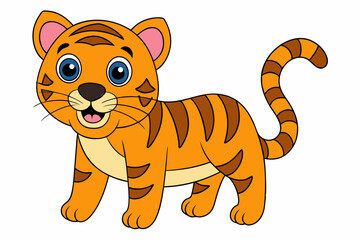 Funny Tiger on White Background Vector Illustration, Cartoons, Clipart, and Line Art Design, Funny tiger illustration in vector, cartoons, clipart, and line art on a white background.