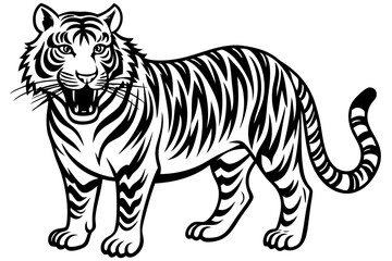 Funny Tiger on White Background Vector Illustration, Cartoons, Clipart, and Line Art Design, Funny tiger illustration in vector, cartoons, clipart, and line art on a white background.